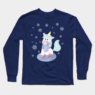 Unicorn in winter Long Sleeve T-Shirt